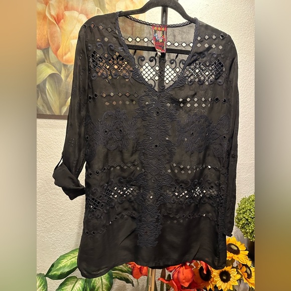 Johnny Was black longsleeve blouse size XS - Picture 3 of 10